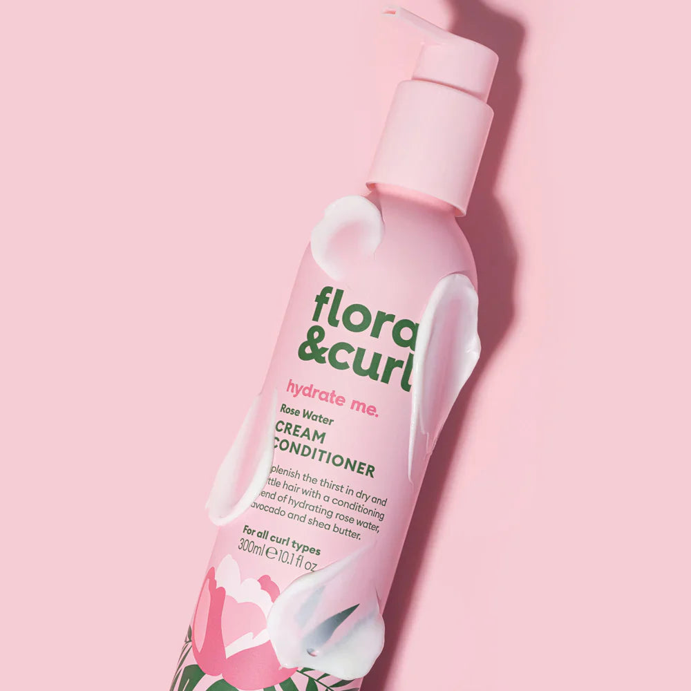 Flora &amp; Curl Creme-Conditioner mit Rosenwasser und Honig, 300 ml (komplette Größe) 