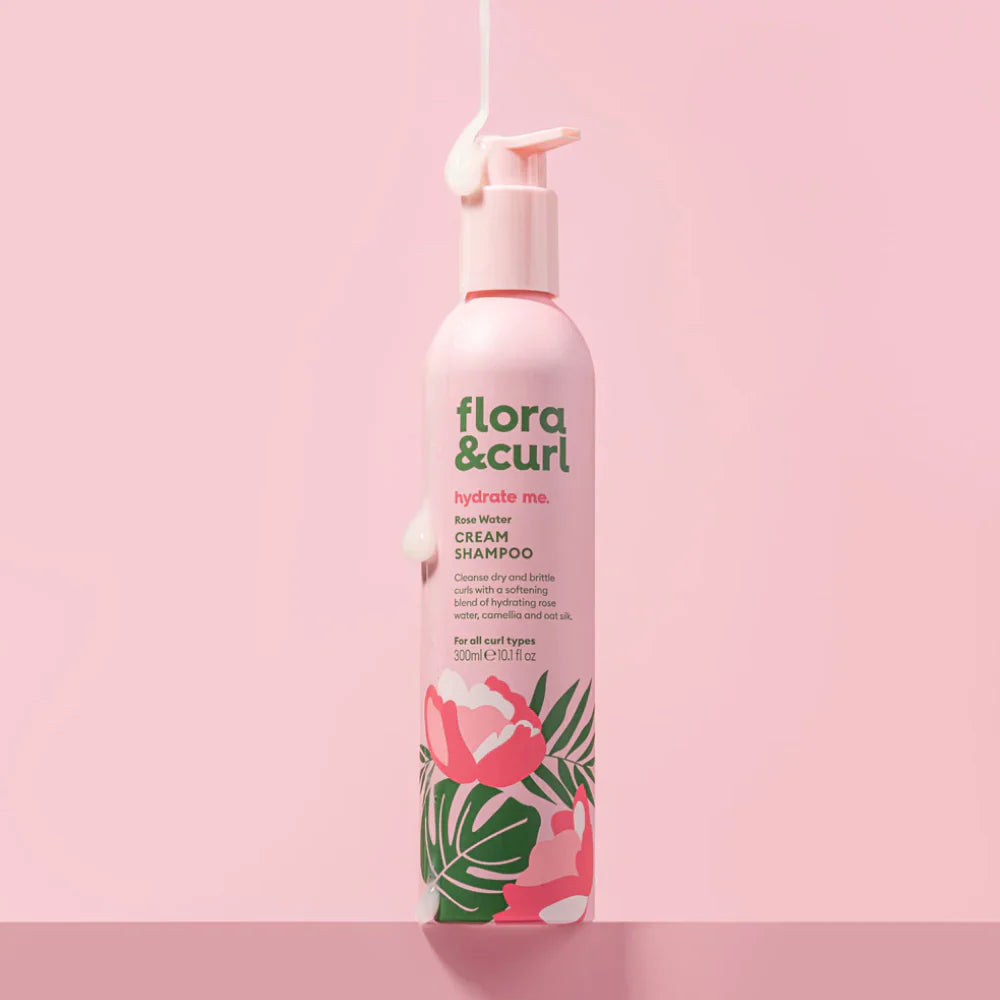 Flora &amp; Curl Creme-Shampoo mit Rosenwasser und Honig, 300 ml (komplette Größe)